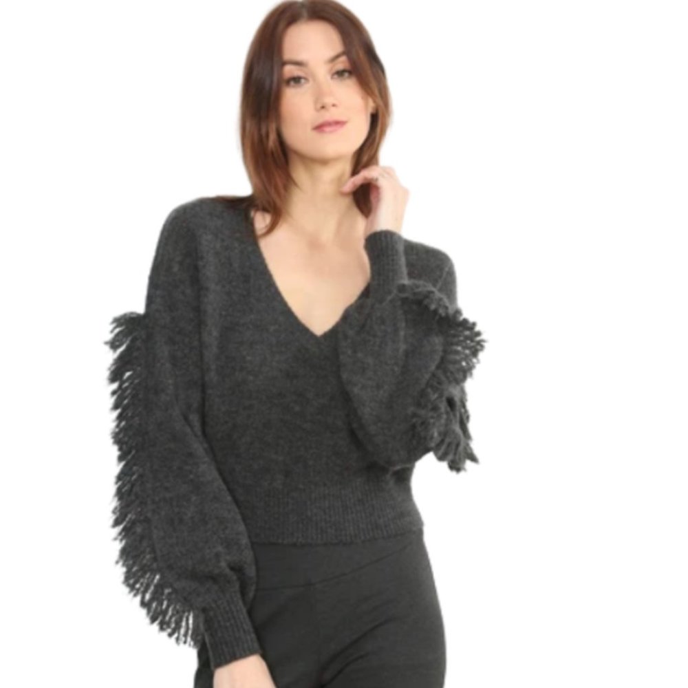 Zero Degrees Celsius Sweater Fringe Dark Grey